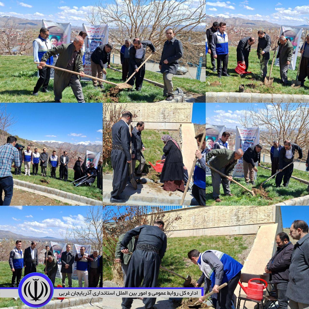 🔹به یاد شهید دلشاد رشید حسن آباد اولین شهید جنگ رمضان آب و فاضلاب کشور فرماندار اشنویه در محوطه منبع ذخیره اب شهری دو نهال غرس کرد